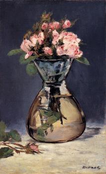 Edouard Manet : Moss Roses In A Vase